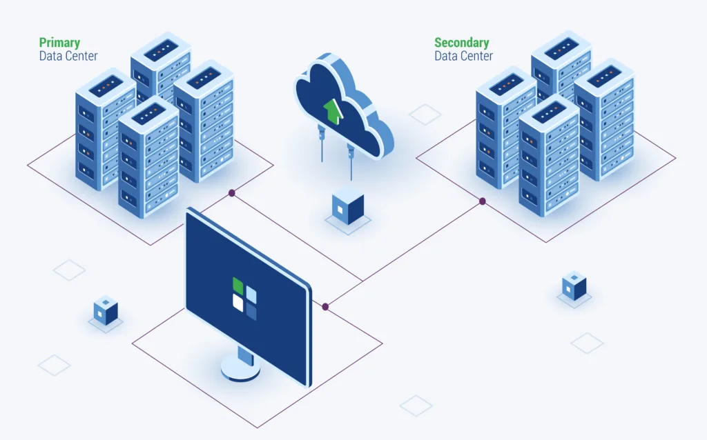 an infographic demonstrating how far apart data centers should be for disaster recovery